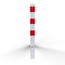 Barrier posts | steel tube 100 x 100 x 3 mm | stationary, for casting in concrete | hot-dip galvanized and white coatedwith three red reflecting stripes | without eyelet